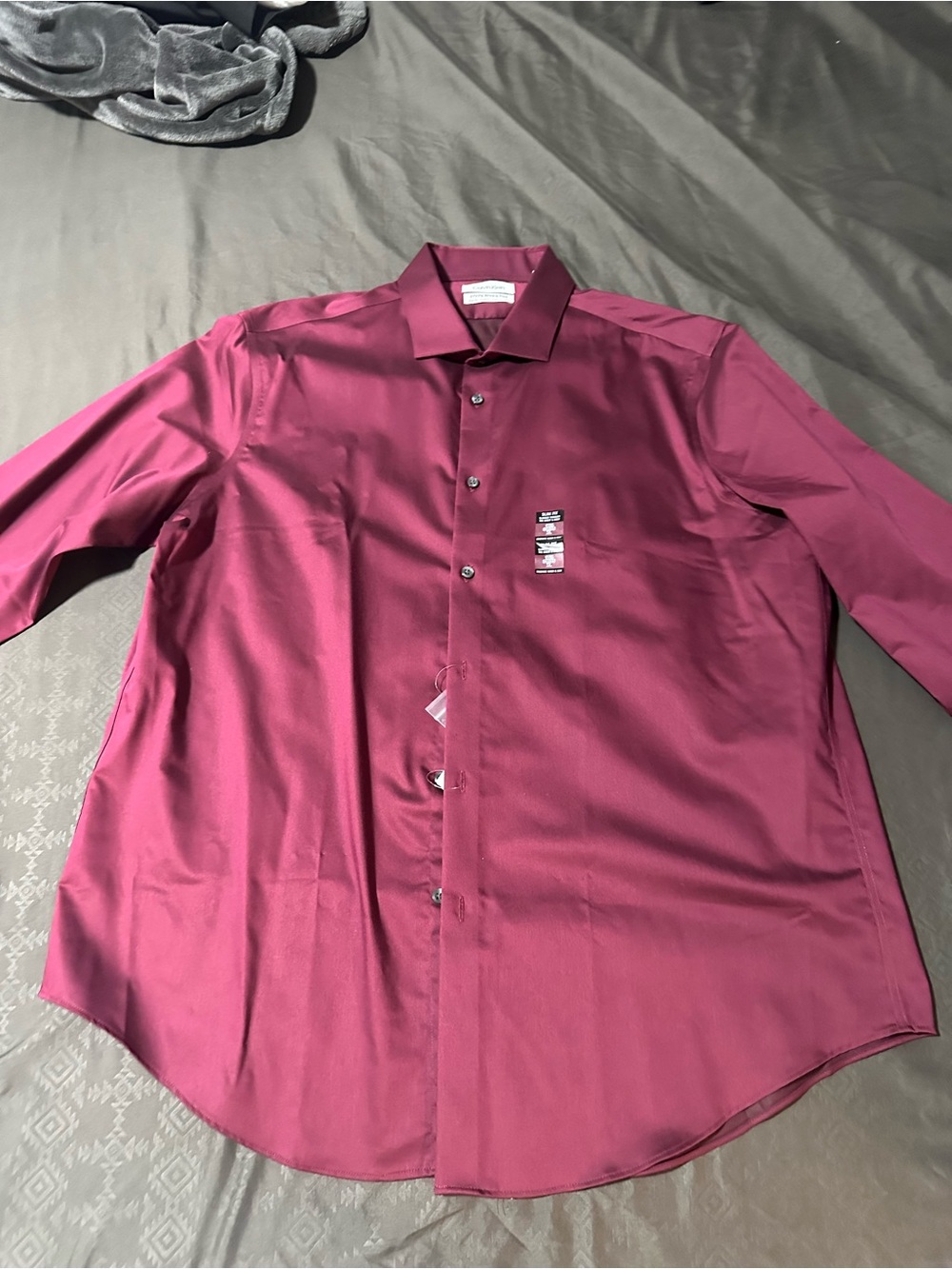 Calvin Klein Men's Burgundy Long-Sleeve Dress Shirt